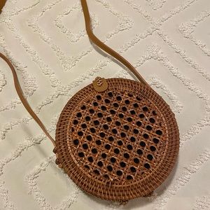 EUC Straw Studios Woven Rattan Bag with shoulder strap